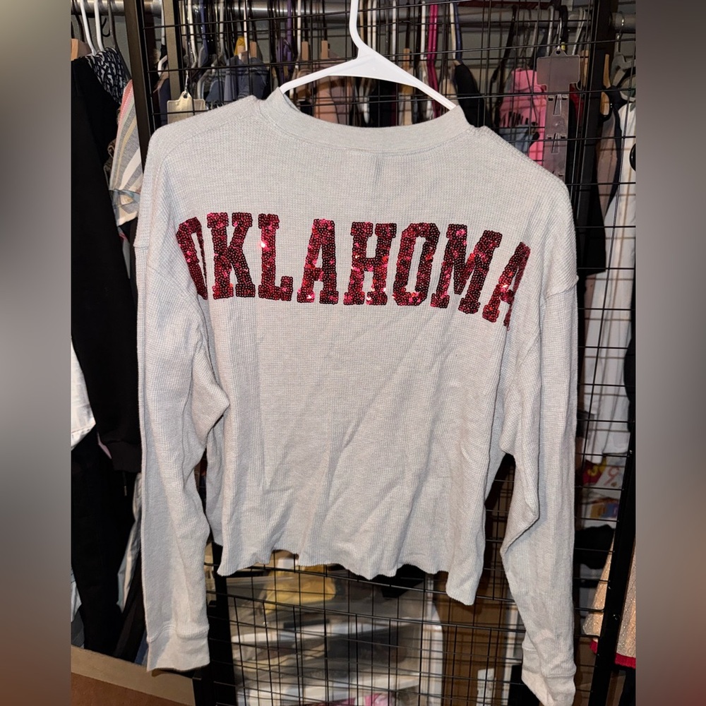 PINK Victoria's Secret Gray Sweatshirt with Red Sequin Dog